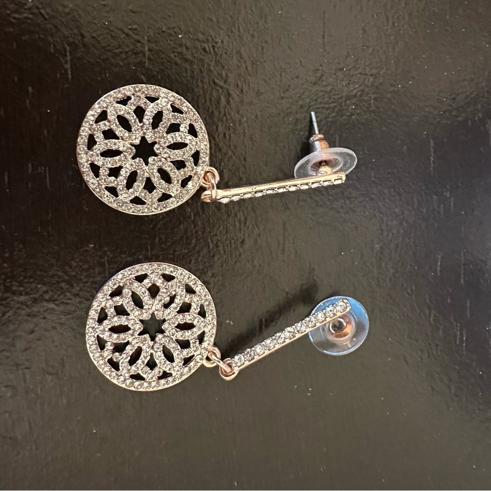 Elegant Gold with crystal Dangle Earrings